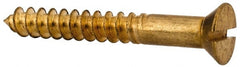 Value Collection - #10, 1-1/2" OAL, Slotted Drive, Flat Head Wood Screw - ASME B18.6.1, Brass - Exact Tooling
