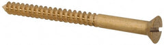 Value Collection - #10, 2-1/2" OAL, Slotted Drive, Flat Head Wood Screw - ASME B18.6.1, Brass - Exact Tooling