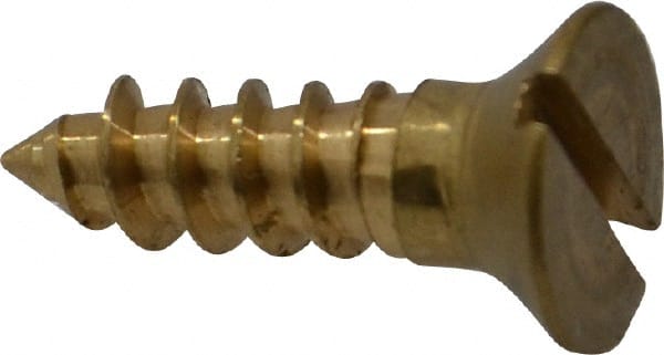 Value Collection - #12, 3/4" OAL, Slotted Drive, Flat Head Wood Screw - ASME B18.6.1, Brass - Exact Tooling