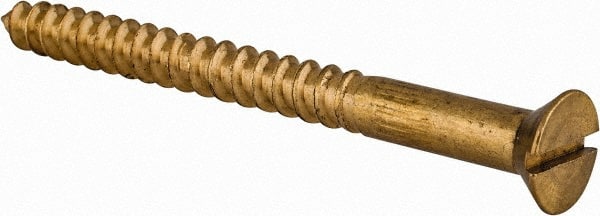 Value Collection - #12, 2-1/2" OAL, Slotted Drive, Flat Head Wood Screw - Exact Tooling