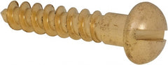 Value Collection - #14, 1-1/4" OAL, Slotted Drive, Flat Head Wood Screw - ASME B18.6.1, Brass - Exact Tooling