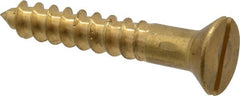 Value Collection - #14, 1-1/2" OAL, Slotted Drive, Flat Head Wood Screw - ASME B18.6.1, Brass - Exact Tooling