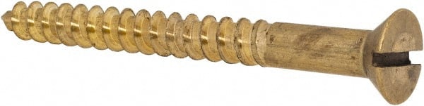 Value Collection - #14, 2-1/2" OAL, Slotted Drive, Flat Head Wood Screw - ASME B18.6.1, Brass - Exact Tooling
