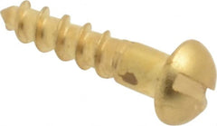 Value Collection - #2, 3/8" Length Under Head, Slotted Drive, Round Head Wood Screw - ASME B18.6.1, Brass - Exact Tooling