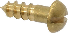 Value Collection - #4, 3/8" Length Under Head, Slotted Drive, Round Head Wood Screw - ASME B18.6.1, Brass - Exact Tooling