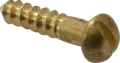 Value Collection - #4, 1/2" Length Under Head, Slotted Drive, Round Head Wood Screw - ASME B18.6.1, Brass - Exact Tooling