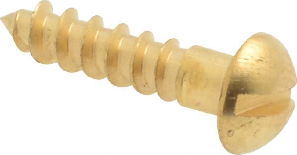 Value Collection - #6, 5/8" Length Under Head, Slotted Drive, Round Head Wood Screw - ASME B18.6.1, Brass - Exact Tooling