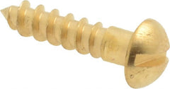 Value Collection - #6, 5/8" Length Under Head, Slotted Drive, Round Head Wood Screw - ASME B18.6.1, Brass - Exact Tooling