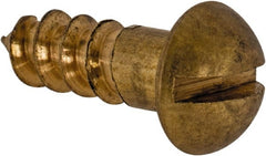 Value Collection - #8, 1/2" Length Under Head, Slotted Drive, Round Head Wood Screw - ASME B18.6.1, Brass - Exact Tooling