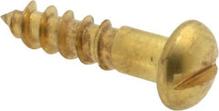 Value Collection - #8, 3/4" Length Under Head, Slotted Drive, Round Head Wood Screw - ASME B18.6.1, Brass - Exact Tooling