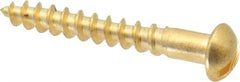 Value Collection - #8, 1-1/4" Length Under Head, Slotted Drive, Round Head Wood Screw - ASME B18.6.1, Brass - Exact Tooling
