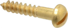Value Collection - #10, 1" Length Under Head, Slotted Drive, Round Head Wood Screw - ASME B18.6.1, Brass - Exact Tooling