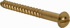 Value Collection - #10, 2" Length Under Head, Slotted Drive, Round Head Wood Screw - ASME B18.6.1, Brass - Exact Tooling