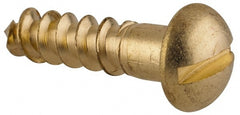 Value Collection - #14, 1" Length Under Head, Slotted Drive, Round Head Wood Screw - ASME B18.6.1, Brass - Exact Tooling