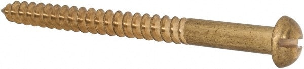 Value Collection - #14, 3" Length Under Head, Slotted Drive, Round Head Wood Screw - ASME B18.6.1, Brass - Exact Tooling