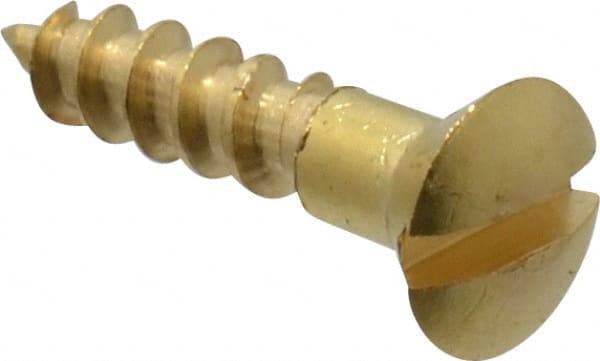 Value Collection - #4, 1/2" Length Under Head, Slotted Drive, Oval Head Wood Screw - ASME B18.6.1, Brass - Exact Tooling
