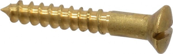 Value Collection - #4, 3/4" Length Under Head, Slotted Drive, Oval Head Wood Screw - ASME B18.6.1, Brass - Exact Tooling