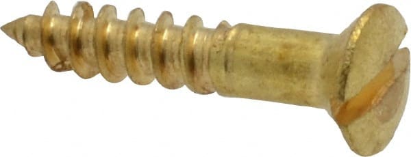 Value Collection - #6, 3/4" Length Under Head, Slotted Drive, Oval Head Wood Screw - ASME B18.6.1, Brass - Exact Tooling