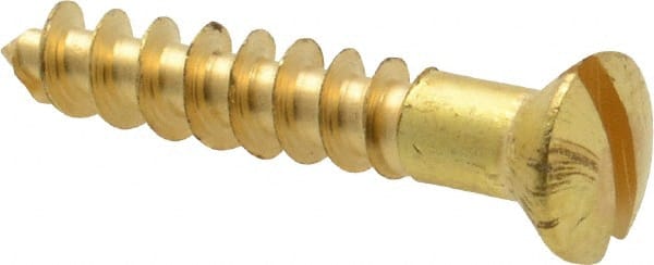 Value Collection - #8, 1" Length Under Head, Slotted Drive, Oval Head Wood Screw - ASME B18.6.1, Brass - Exact Tooling