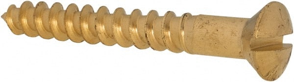 Value Collection - #10, 1-1/2" Length Under Head, Slotted Drive, Oval Head Wood Screw - ASME B18.6.1, Brass - Exact Tooling