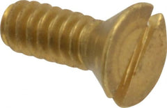 Value Collection - #6-32 UNC, 3/8" OAL Slotted Drive Machine Screw - Flat Head, Brass, Without Washer - Exact Tooling