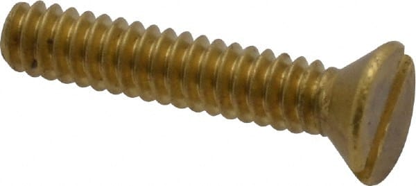 Value Collection - #6-32 UNC, 3/4" OAL Slotted Drive Machine Screw - Flat Head, Brass, Without Washer - Exact Tooling