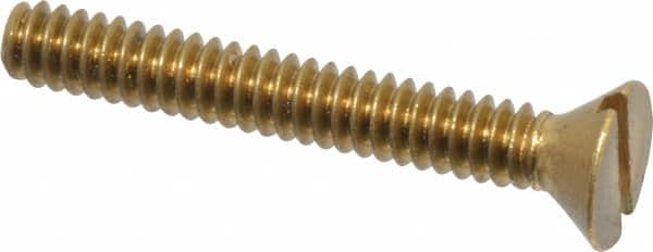 Value Collection - #6-32 UNC, 1" OAL Slotted Drive Machine Screw - Flat Head, Brass, Without Washer - Exact Tooling