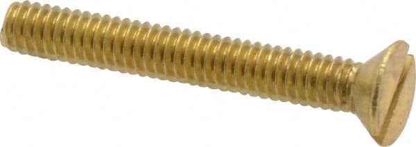 Value Collection - #8-32 UNC, 1-1/4" OAL Slotted Drive Machine Screw - Flat Head, Brass, Without Washer - Exact Tooling