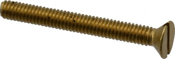 Value Collection - #8-32 UNC, 1-1/2" OAL Slotted Drive Machine Screw - Flat Head, Brass, Without Washer - Exact Tooling