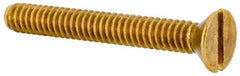 Value Collection - #10-24 UNC, 1-1/2" OAL Slotted Drive Machine Screw - Flat Head, Brass, Without Washer - Exact Tooling