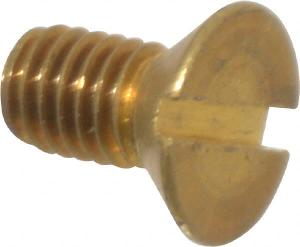 Value Collection - #10-32 UNF, 3/8" OAL Slotted Drive Machine Screw - Flat Head, Brass, Without Washer - Exact Tooling