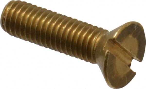 Value Collection - #10-32 UNF, 3/4" OAL Slotted Drive Machine Screw - Flat Head, Brass, Without Washer - Exact Tooling