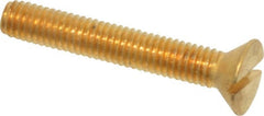 Value Collection - #10-32 UNF, 1-1/4" OAL Slotted Drive Machine Screw - Flat Head, Brass, Without Washer - Exact Tooling
