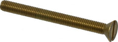 Value Collection - #10-32 UNF, 2" OAL Slotted Drive Machine Screw - Flat Head, Brass, Without Washer - Exact Tooling