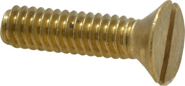 Value Collection - 1/4-20 UNC, 1" OAL Slotted Drive Machine Screw - Flat Head, Brass, Without Washer - Exact Tooling