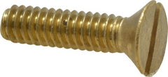 Value Collection - 1/4-20 UNC, 1" OAL Slotted Drive Machine Screw - Flat Head, Brass, Without Washer - Exact Tooling