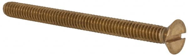 Value Collection - 1/4-20 UNC, 3" OAL Slotted Drive Machine Screw - Flat Head, Brass, Without Washer - Exact Tooling