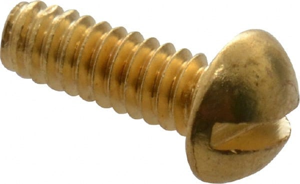 Value Collection - #2-56 UNC, 1/4" Length Under Head Slotted Drive Machine Screw - Round Head, Brass, Uncoated, Without Washer - Exact Tooling