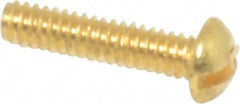 Value Collection - #2-56 UNC, 3/8" Length Under Head Slotted Drive Machine Screw - Round Head, Brass, Uncoated, Without Washer - Exact Tooling