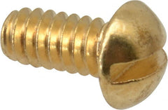 Value Collection - #4-40 UNC, 1/4" Length Under Head Slotted Drive Machine Screw - Round Head, Brass, Without Washer - Exact Tooling