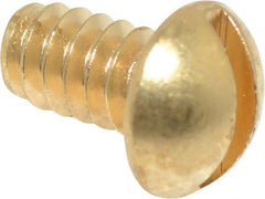 Value Collection - #6-32 UNC, 1/4" Length Under Head Slotted Drive Machine Screw - Round Head, Brass, Without Washer - Exact Tooling