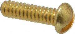 Value Collection - #6-32 UNC, 1/2" Length Under Head Slotted Drive Machine Screw - Round Head, Brass, Without Washer - Exact Tooling