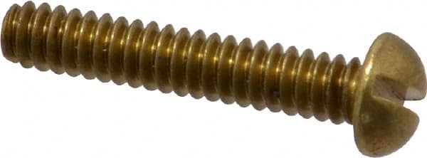 Value Collection - #6-32 UNC, 3/4" Length Under Head Slotted Drive Machine Screw - Round Head, Brass, Without Washer - Exact Tooling