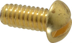 Value Collection - #8-32 UNC, 3/8" Length Under Head Slotted Drive Machine Screw - Round Head, Brass, Without Washer - Exact Tooling