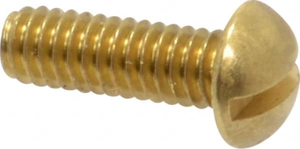 Value Collection - #8-32 UNC, 1/2" Length Under Head Slotted Drive Machine Screw - Round Head, Brass, Without Washer - Exact Tooling