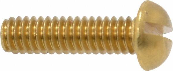 Value Collection - #8-32 UNC, 5/8" Length Under Head Slotted Drive Machine Screw - Round Head, Brass, Without Washer - Exact Tooling