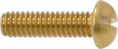 Value Collection - #8-32 UNC, 5/8" Length Under Head Slotted Drive Machine Screw - Round Head, Brass, Without Washer - Exact Tooling