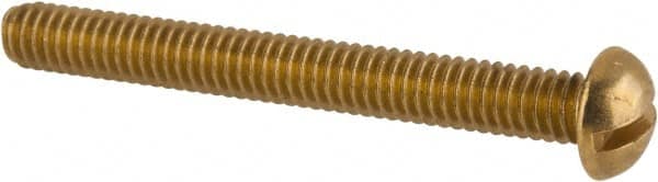 Value Collection - #8-32 UNC, 1-1/2" Length Under Head Slotted Drive Machine Screw - Round Head, Brass, Without Washer - Exact Tooling