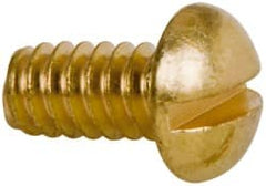 Value Collection - #10-24 UNC, 3/8" Length Under Head Slotted Drive Machine Screw - Round Head, Brass, Without Washer - Exact Tooling
