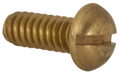 Value Collection - #10-24 UNC, 1/2" Length Under Head Slotted Drive Machine Screw - Round Head, Brass, Without Washer - Exact Tooling